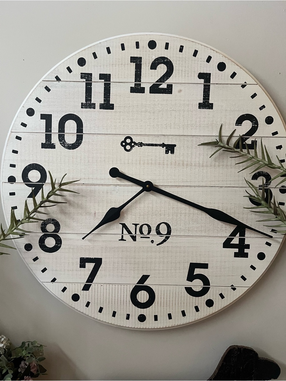 Classic Farmhouse No.9 Round Wall Clock - White with Black Numerals